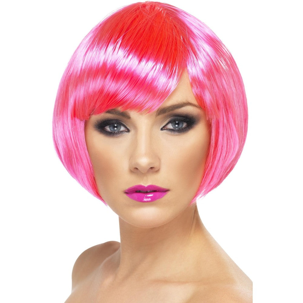Babe Short Bob Wig With Fringe | Neon Pink