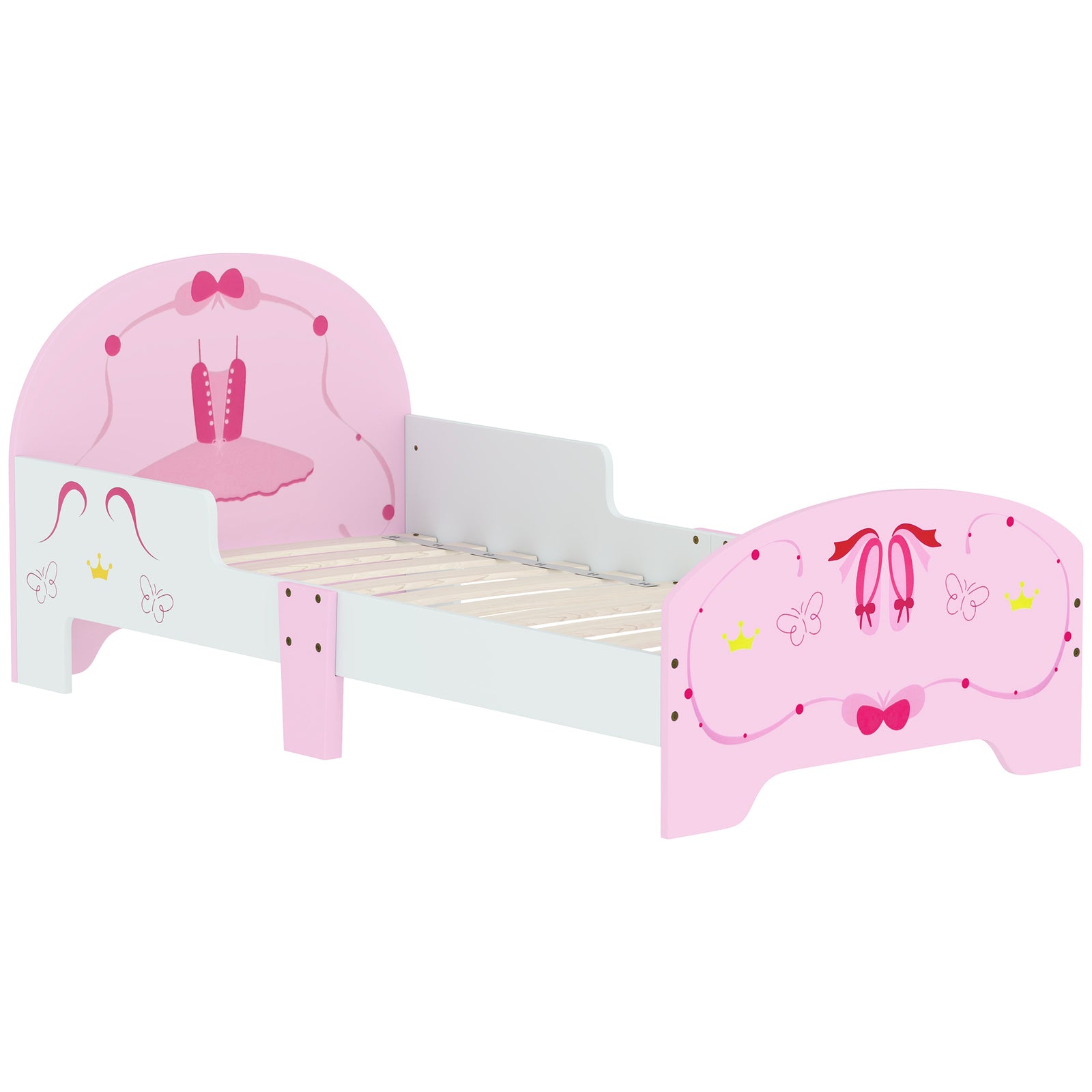 Aiyaplay Ballet Theme Toddler Bed Frame With Safety Rails, For 3-6 Years