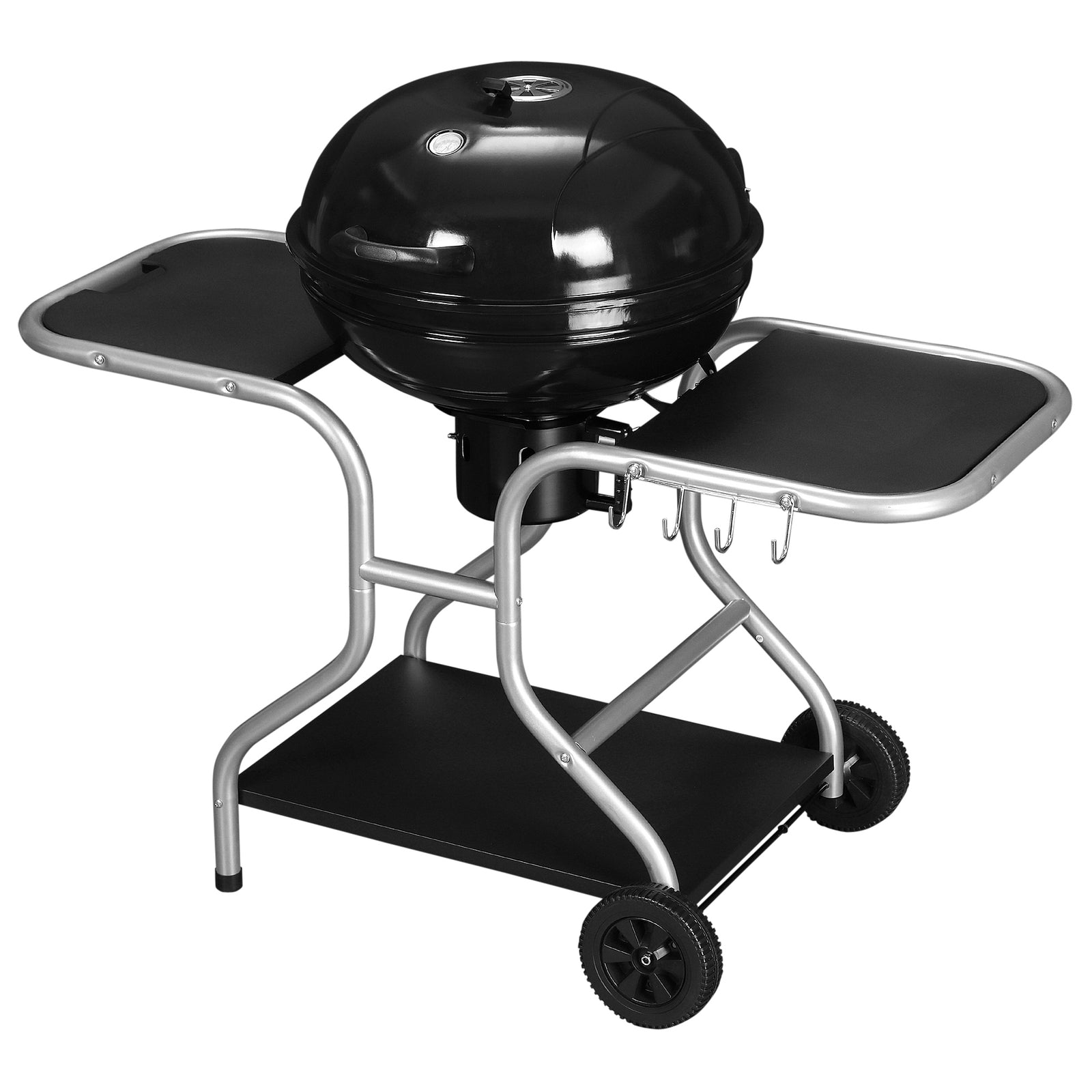 Portable Charcoal Kettle Grill, Two Wheels