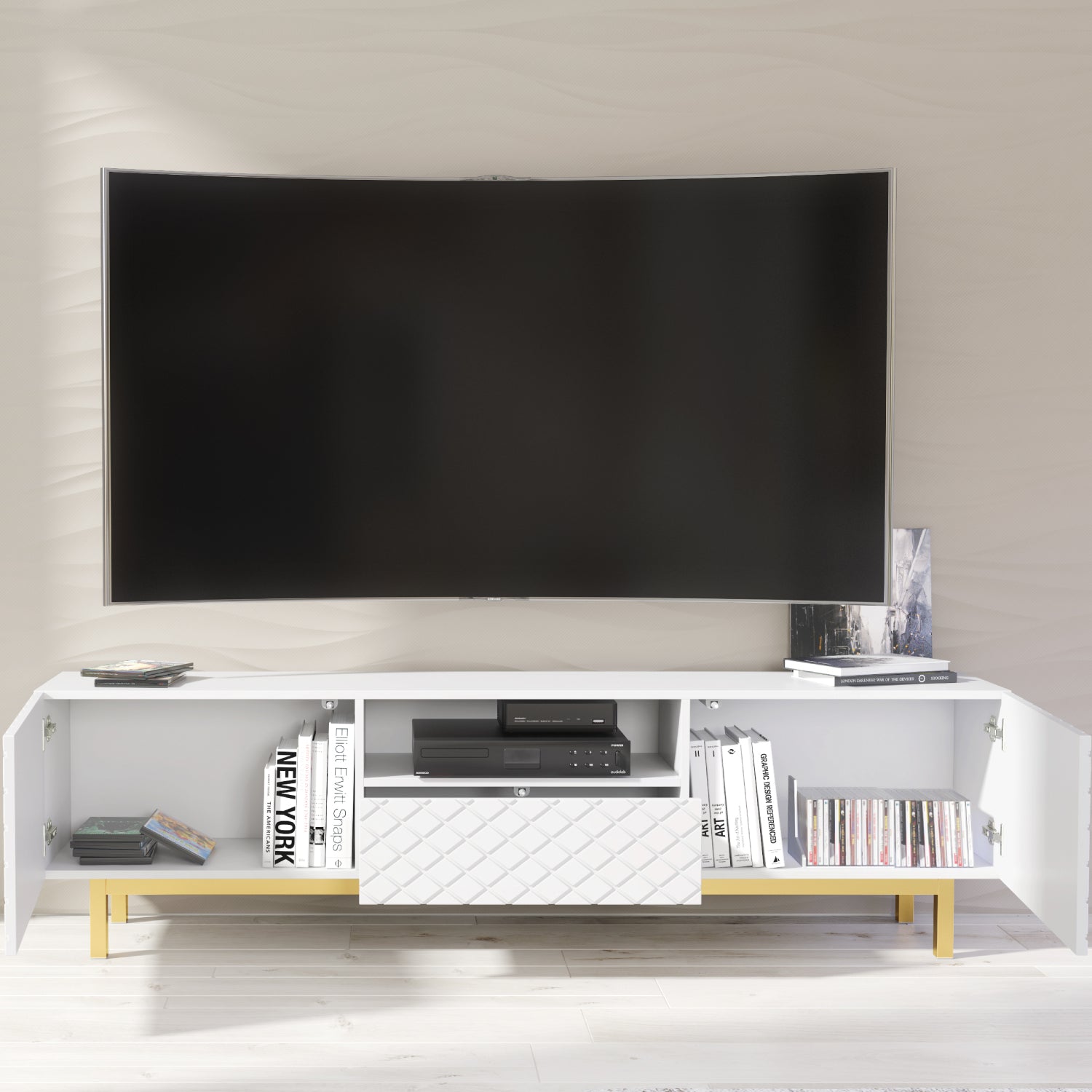 Diamond Luxe Tv Unit 180cm - Deco | White