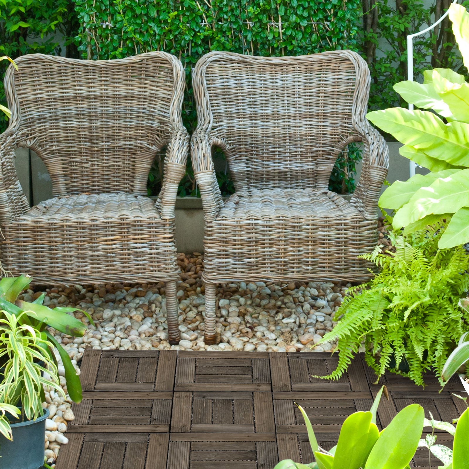 27 Pcs Charcoal Grey Outdoor Flooring Tiles, 2.5㎡ Pack