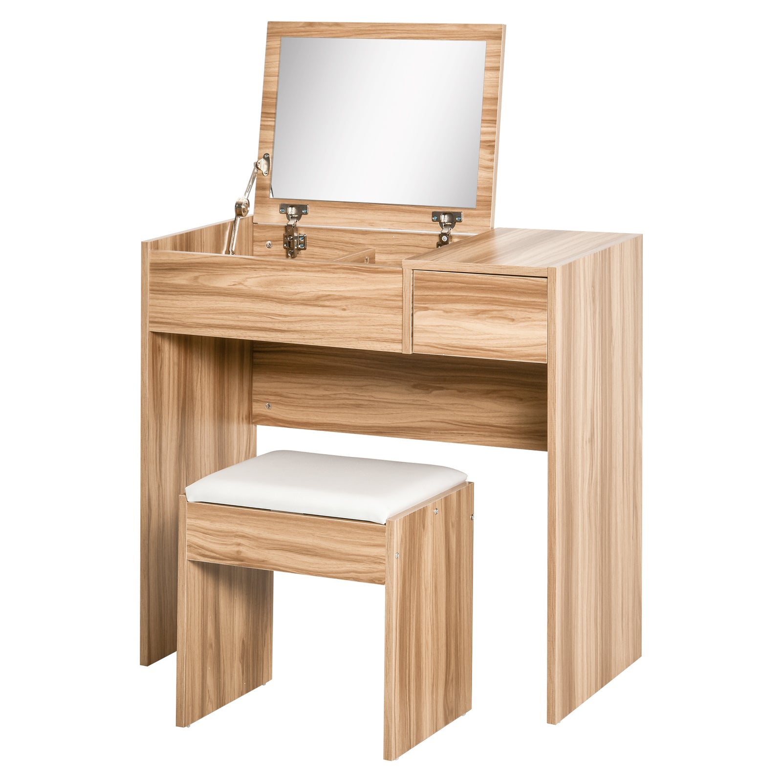 Dressing Table Set Cushioned Stool Flip-up Mirror Drawer | One Size | Natura