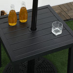 Patio End Table With Umbrella Hole And Steel Frame | Black