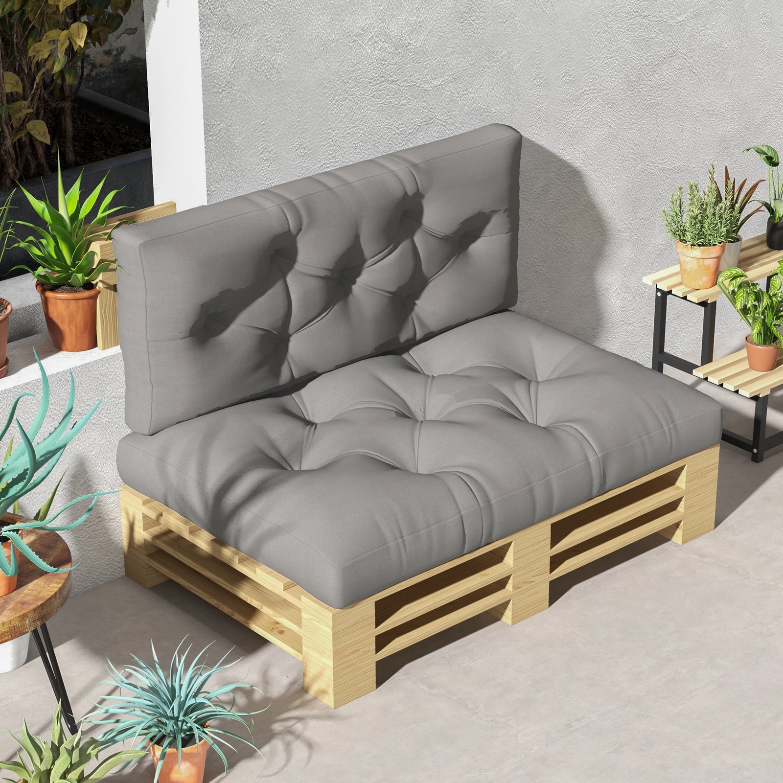 2 Seater Seat Cushions Water Repellent With Back Cushion | Light Slate Gray