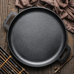27.5/30/33/35cm Dia Pre-seasoned Round Dual-handle Cast Iron Grill Pan | Extra Large