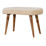 Solid Wood Cream Boucle Nordic Bench