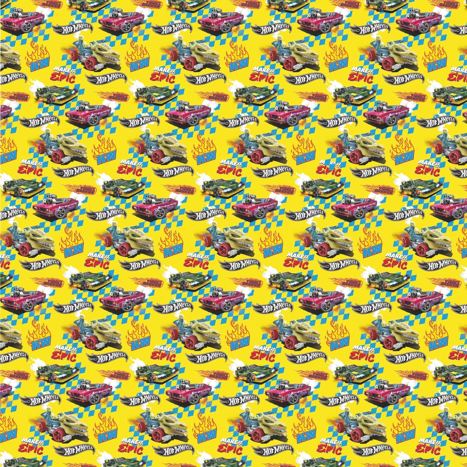 Hot Wheels Gift Wrap, 4 Sheet 4 Tag, Bundle Official Product