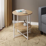 Small Round Coffee Table With 2 Tier | Natural