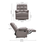 Faux Leather Recliner Armchair Modern Upholstered Lounge Chair With Adjustable Backrest & Footrest | Khaki