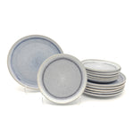 Reactive Ash Blue Glaze Dinner Set Plates Bowls | Set of 12 | Blue