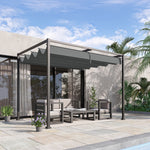 Metal Pergola Gazebo Patio Sun Shelter Retractable Canopy | Medium