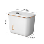 Kitchen Bathroom Hanging Waste Bin With Lid | Small | Pearl White