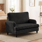 Velvet Single Sofa Armchair With Stripes | Black