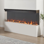 50 Inch 3-sided  Electric Fireplace Recessed & Freestanding Heater With Adjustable Flame, Remote Control, Timer & 12 Flame Colors