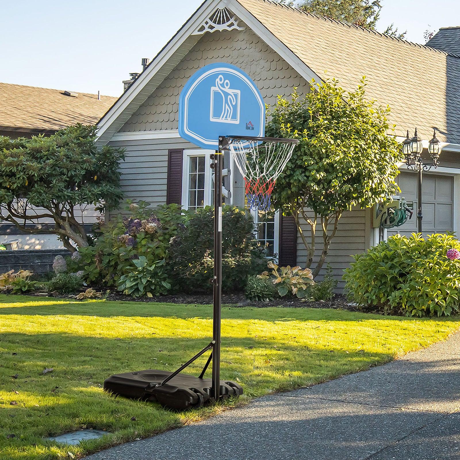 Adjustable Basketball Hoop, Pe Backboard, Portable | Blue