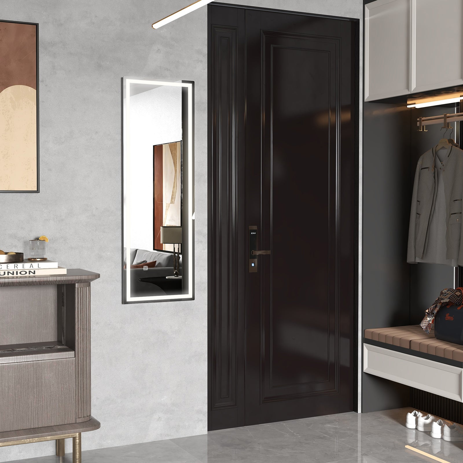 Full Length Wall Mirror With Dimming Led Lights, Smart Touch