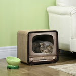 Tv Shape Cat Scratching Board With Catnip, For Indoor Cats, Brown