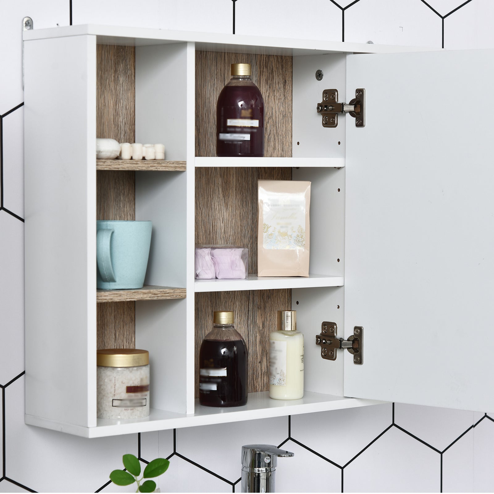Wall Mounted Bathroom Storage Cabinet W/ Mirrored Door