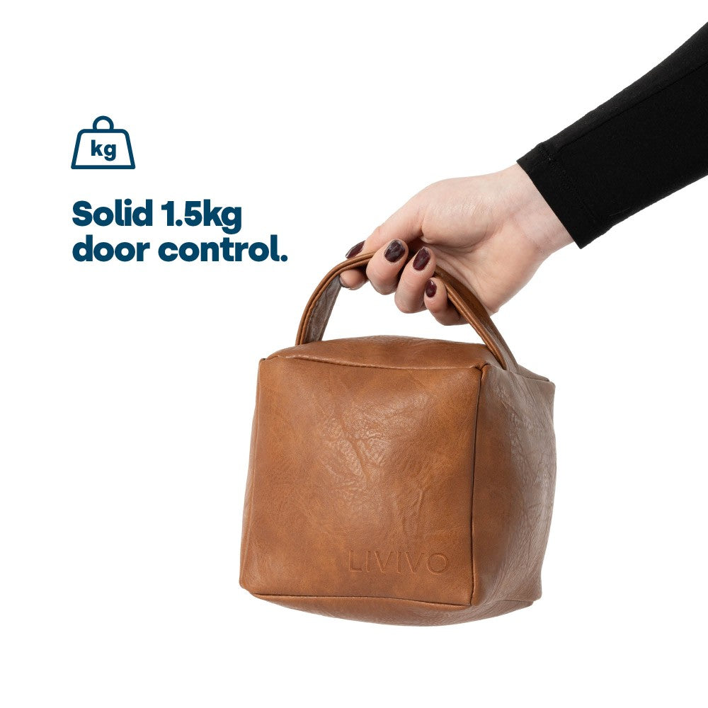 Faux Leather Weighted Door Stop | Tan