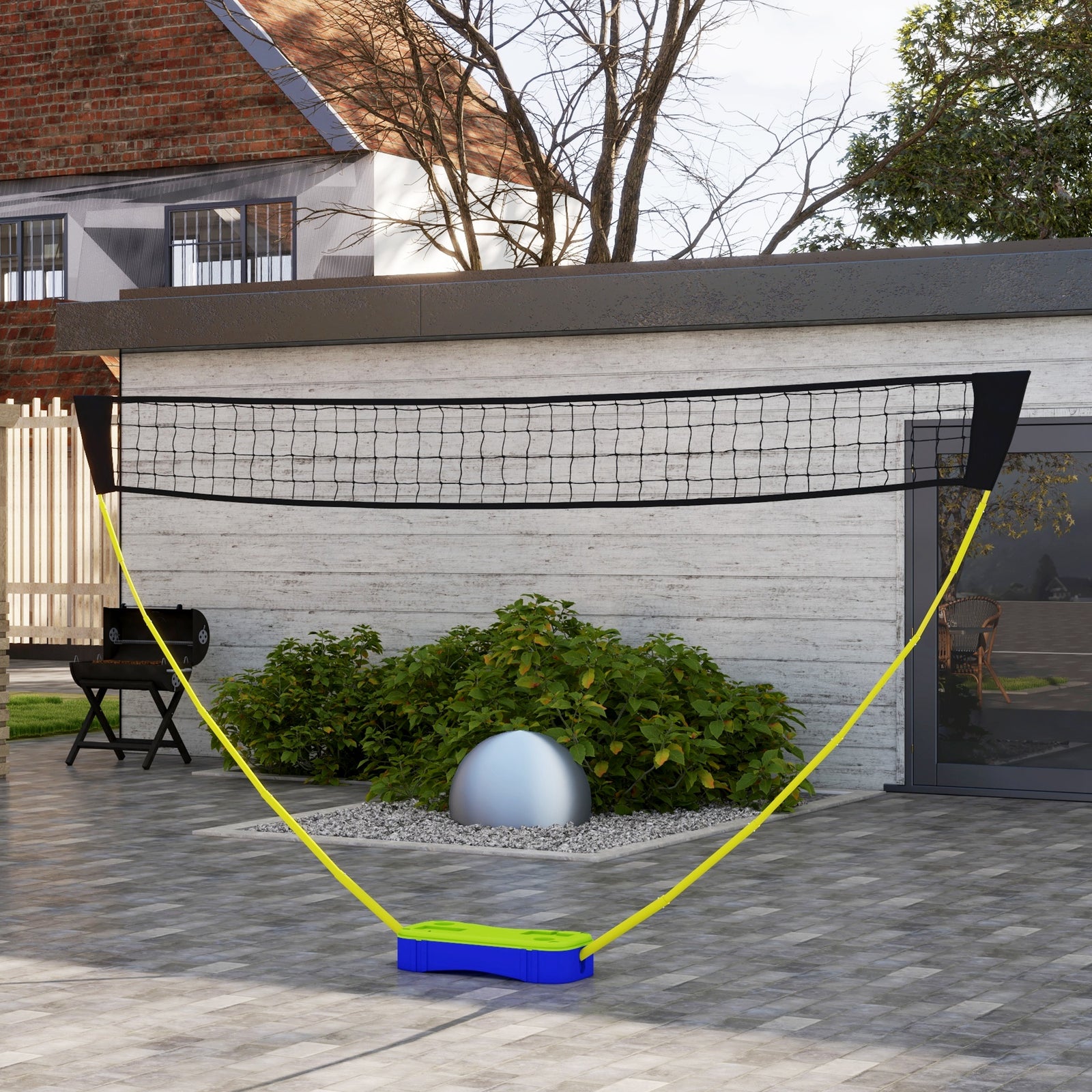4m Portable Badminton Net And Volleyball Net Set With Rackets | Green