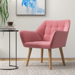 Velvet-feel Accent Chair With Arms Slanted Back Wood Legs | One Size | Pink