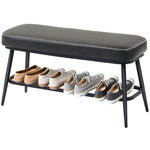 Shoe Bench, Pu Leather Shoe Storage Bench For Entryway | Charcoal Grey