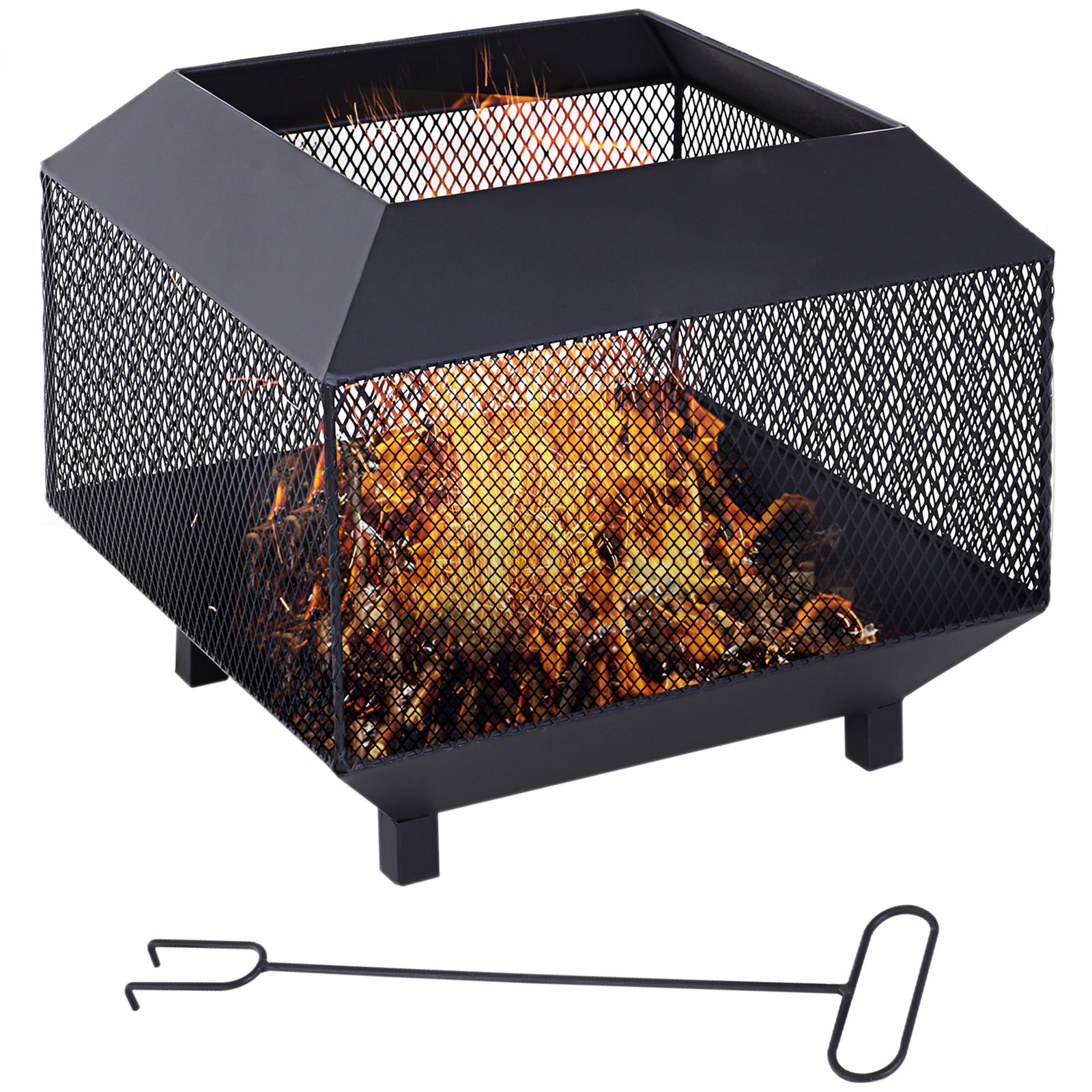 Firepit Square Garden Stove Patio Black Steel
