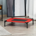 Pawhut Pet Raised Bed Elevated Cool Cot Home Camping Basket Breathable M Red