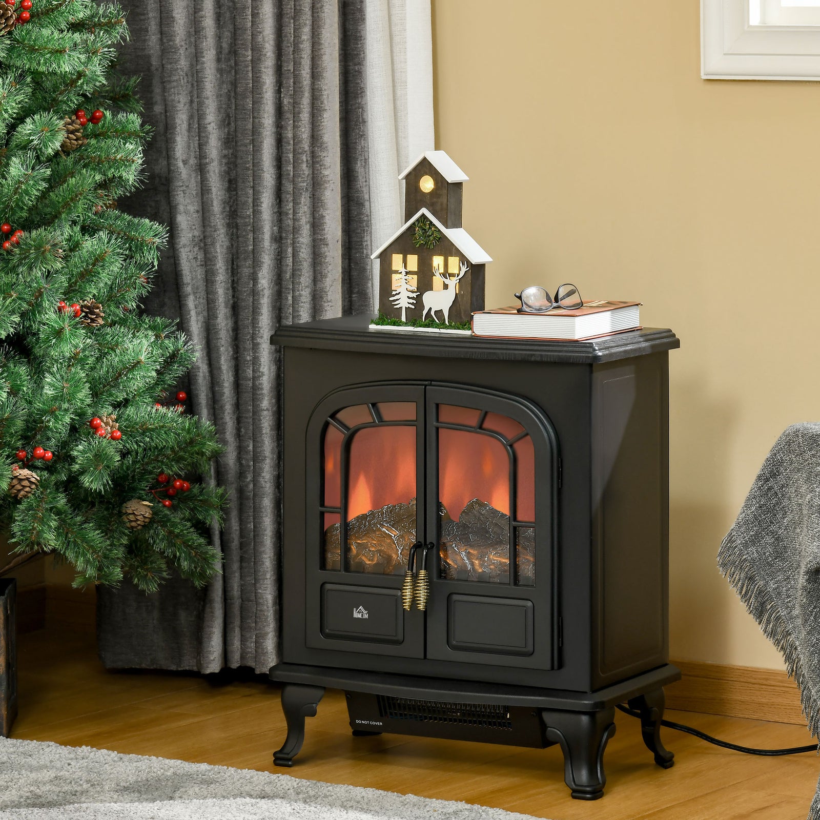 Free Standing Electric Fireplace Stove With Led Fire Flame