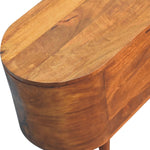 Solid Wood Chestnut Rounded Lid Up Blanket Box