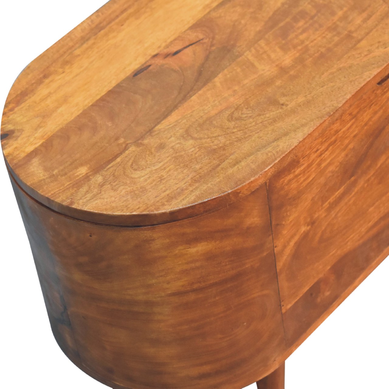 Solid Wood Chestnut Rounded Lid Up Blanket Box