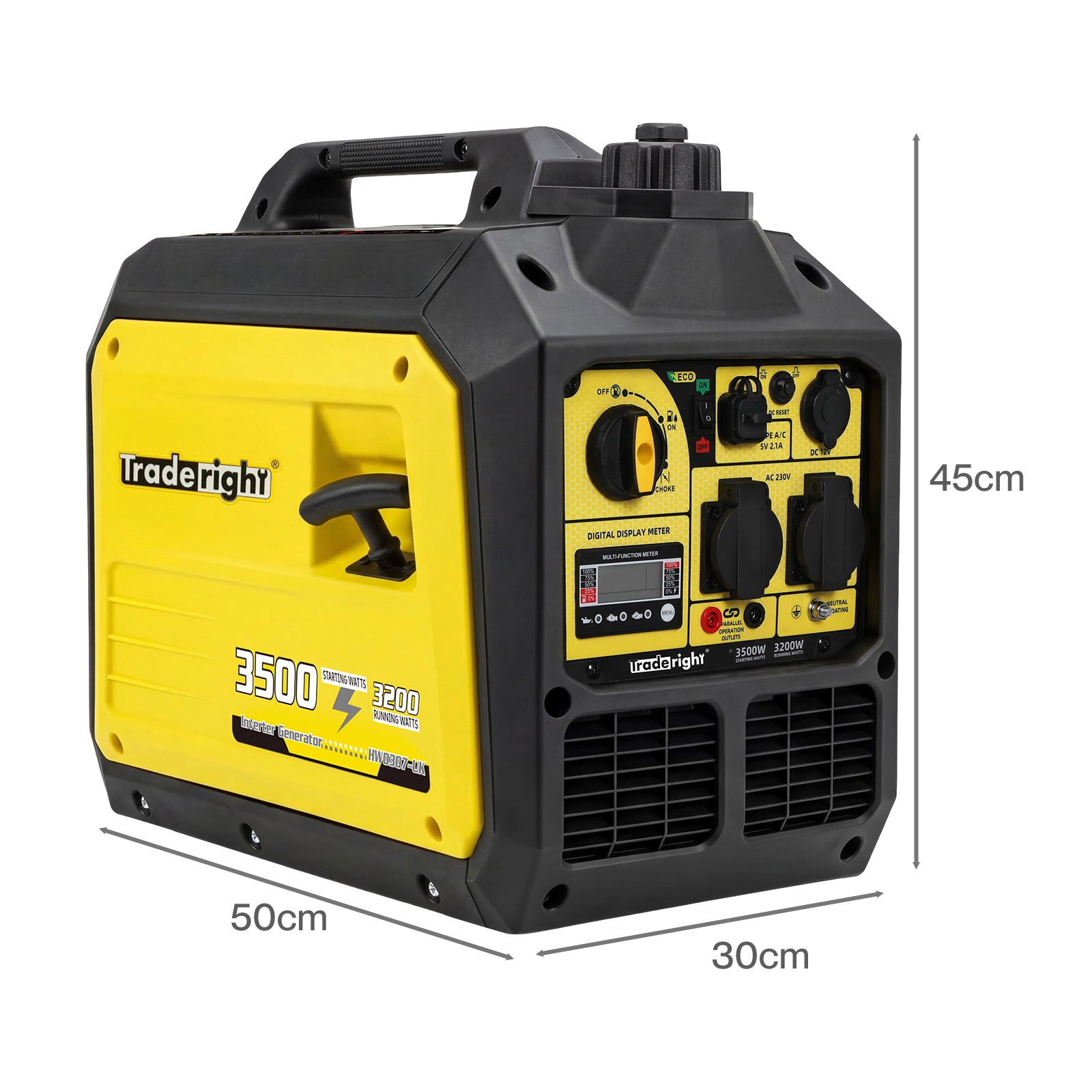 Inverter Generator 3500w Portable Petrol Quiet Backup Power Pure Sine | Yellow