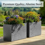 Long Zinc Galvanised Tall Trough Planter | 90cm x 30cm x 60cm | Silver Black