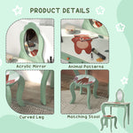 Kids Dressing Table With Mirror, Stool, Drawer, Girls Vanity Table | Green