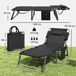 Folding Sun Lounger, Oversized Camping Bed | Set of 1 | Grey