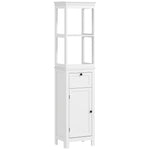 Slim Bathroom Storage Cabinet With Open Shelves And Drawer