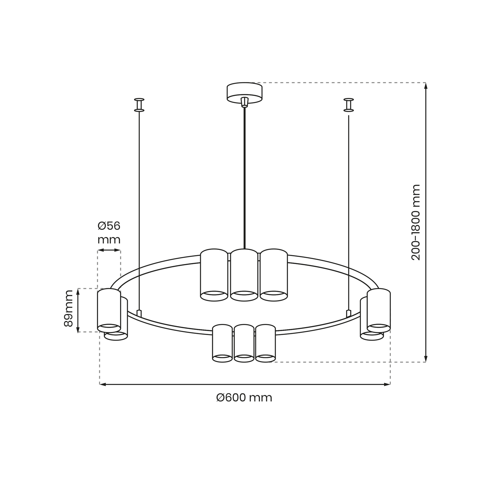 Pendant Light (circle) Genesis 10xgu10 | Black