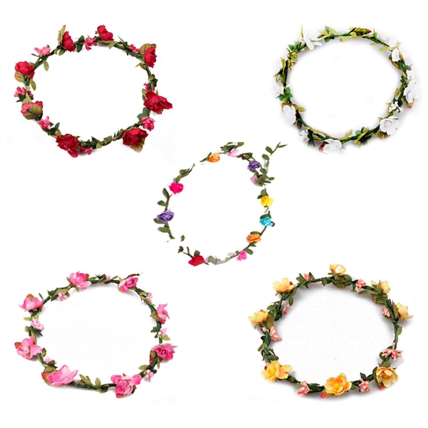 Flower Head Crown Red Elegant Floral Wedding Festival Hair Accessory Bag | Red
