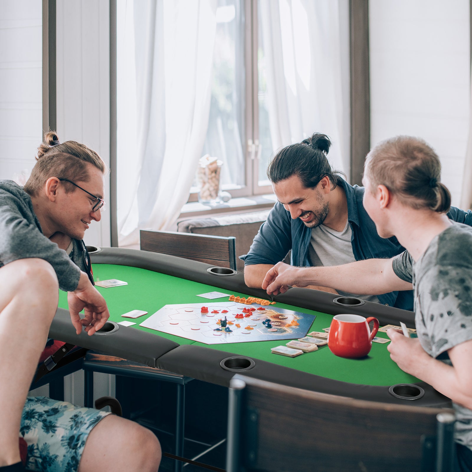 8 Player Folding Poker Table With Cup Holders, Green