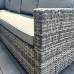 The Croft 8 Seat Corner Gas Firepit Rattan Dining Set | Dark Grey