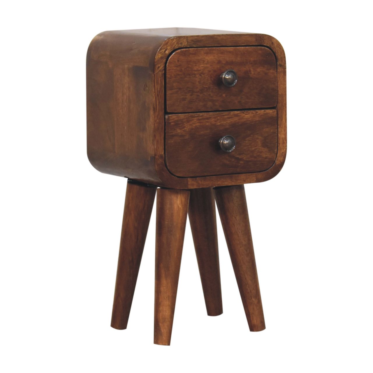 Solid Wood Extra Mini Curved Chestnut Bedside