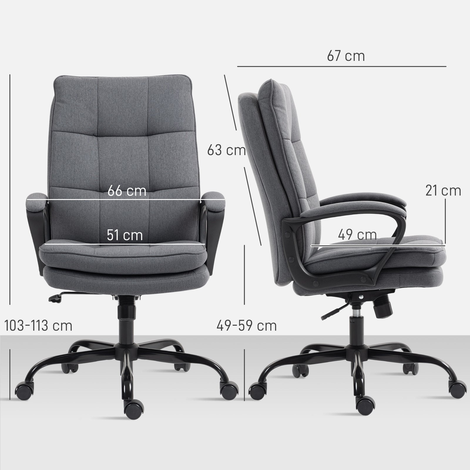Fabric Office Chair, Computer Desk Chair | Charcoal Grey
