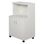 Microwave Cart On Wheels, Storage Shelf, 2-door | White