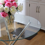 88cm Dia X 75cm H Tempered Glass Crossover Round Dining Table | Small