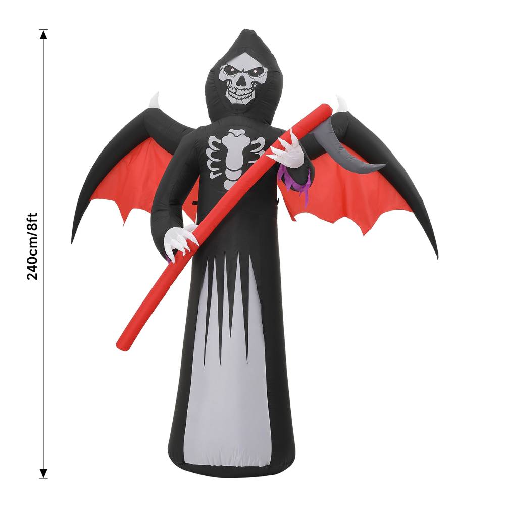 8ft Halloween Inflatable Grim Reaper With Built-in Led Lights