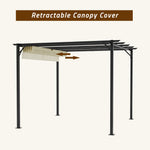 3m X 3m Outdoor Retractable Steel Pergola With Pa-coated Polyester Canopy