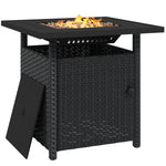 72.5cm Pe Rattan Fire Pit Table For Garden With Rain Cover | Black