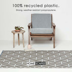 Luxury Outdoor Rug Waterproof Reversible Round For Garden Patio, Grey Geometric