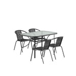 5 Pieces Garden Dining Set Tempered Glass Outdoor Coffee Table And Chairs Set