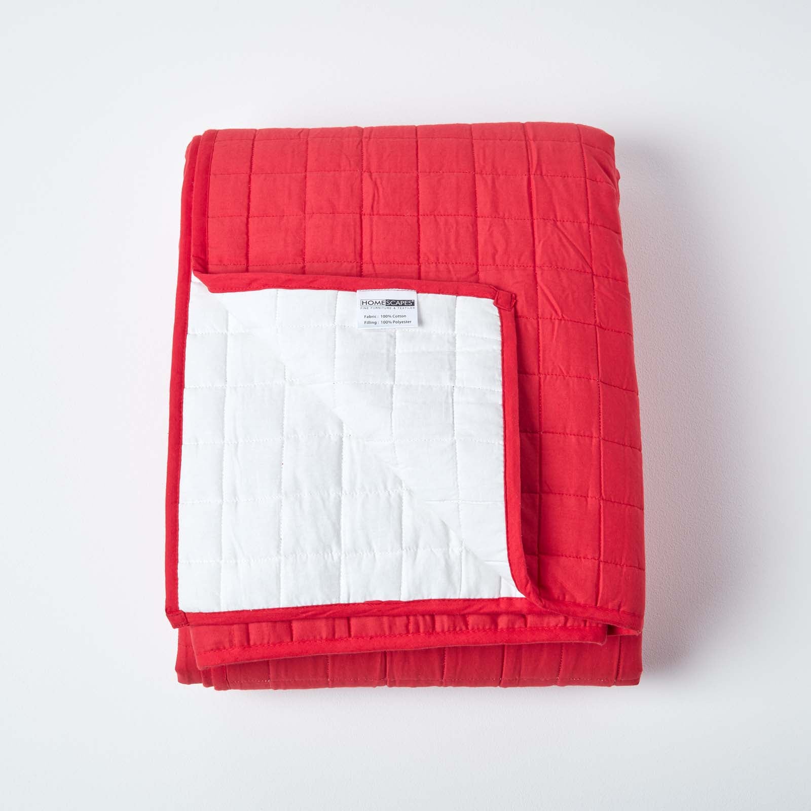 Cotton Quilted Reversible Bedspread | 230cm x 250cm | Red
